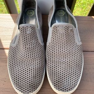Michael Kors gray suede slip on shoes